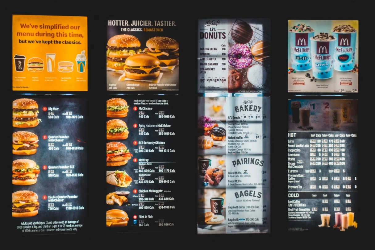 McDonalds menu