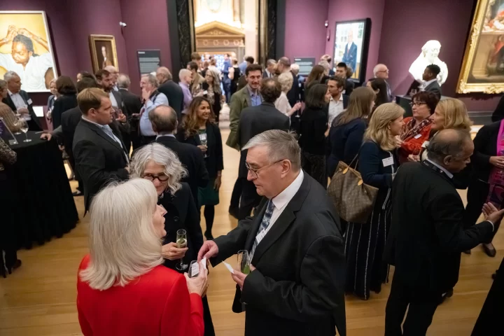People networking in the Fitzwilliam Museum, Cambridge