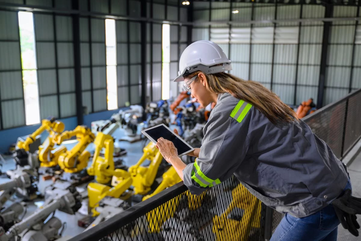 woman with automation in factory