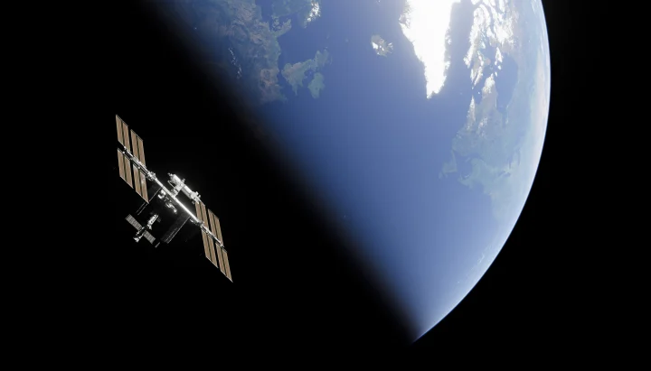 International Space Station orbiting Earth seeing Europe from space