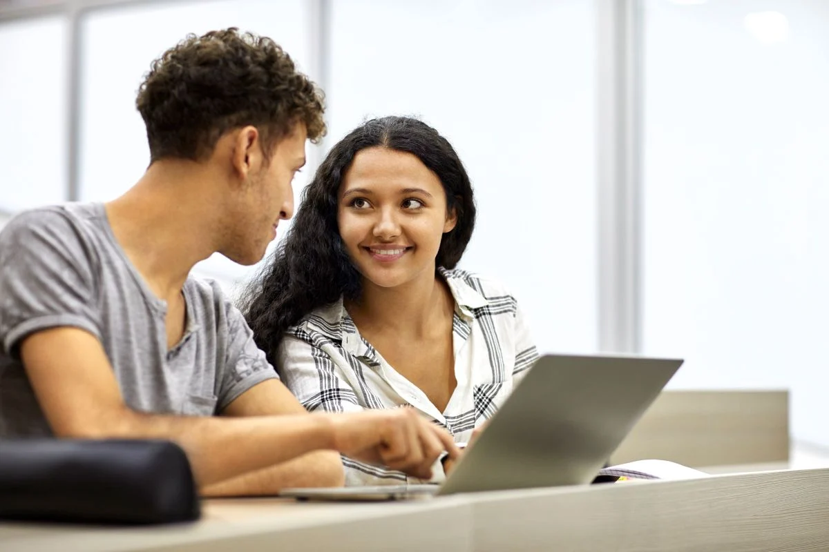 boy and girl with laptop